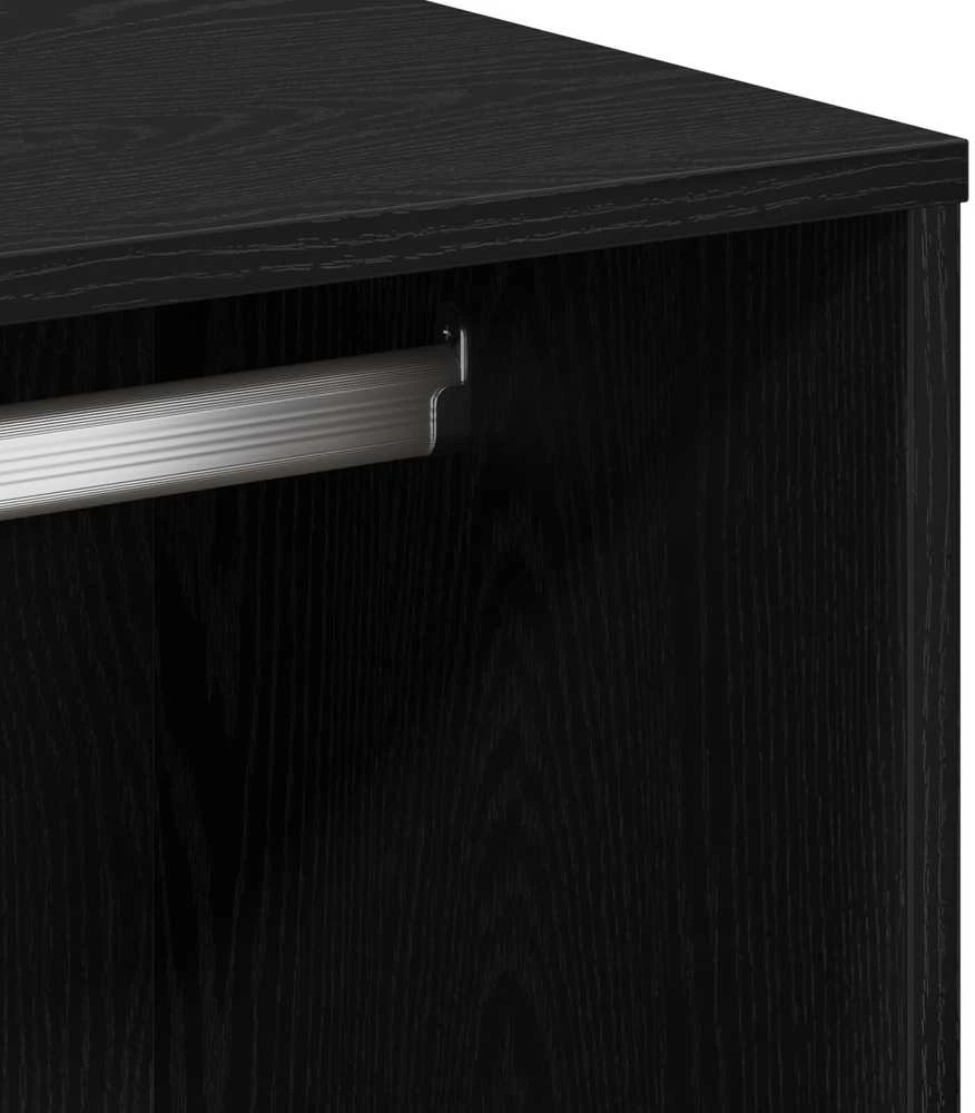 LED makiažo stalo komplektas Juodas ąžuolas 140 x 40 x 140 cm