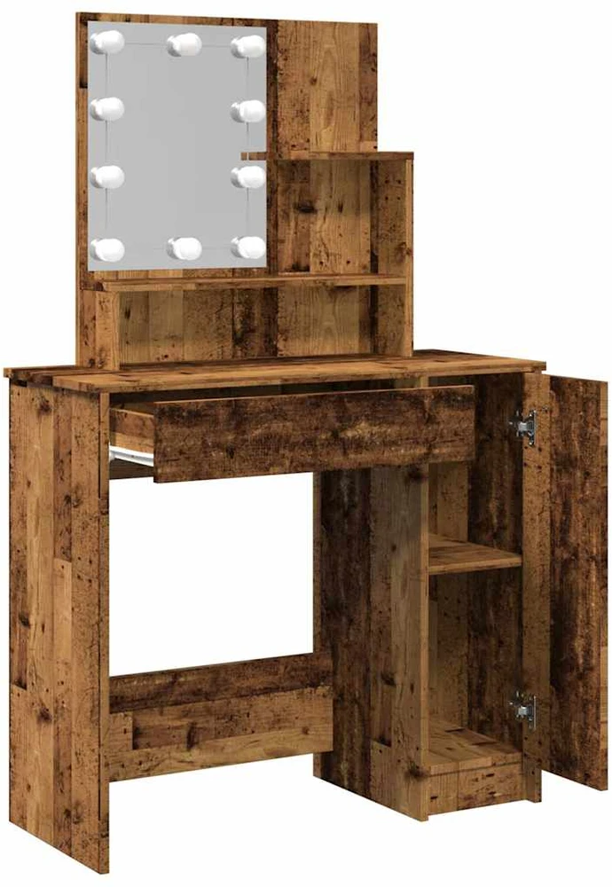 tualetinis staliukas su LED Old Wood 86,5x35x136 cm