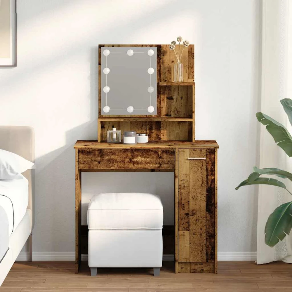 tualetinis staliukas su LED Old Wood 86,5x35x136 cm