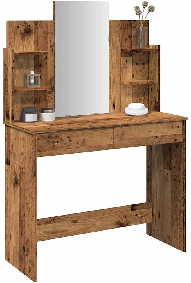 tualetinis staliukas su veidrodžiu Old Wood 96x39x142 cm