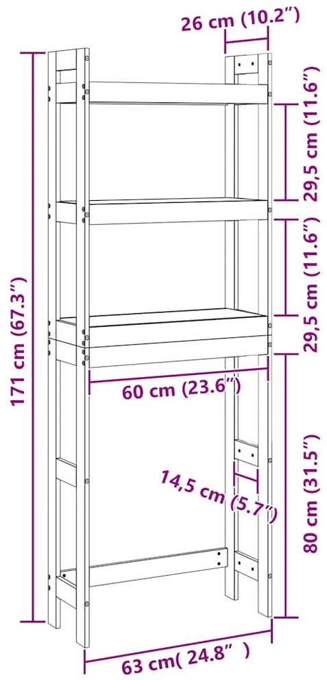 Tualeto lentyna, medaus ruda, 63x26x171cm, pušies masyvas