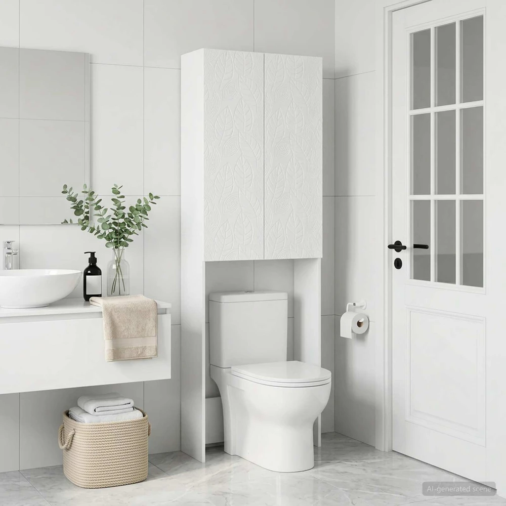 Tualeto spintelė DELFT Itin blizgi balta 66 x 25,5 x 190 cm