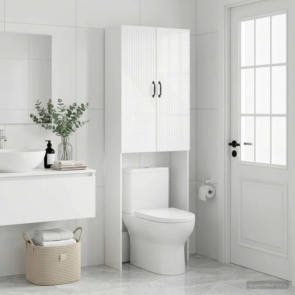 Tualeto spintelė HAARLEM Itin blizgi balta 66 x 25,5 x 190 cm