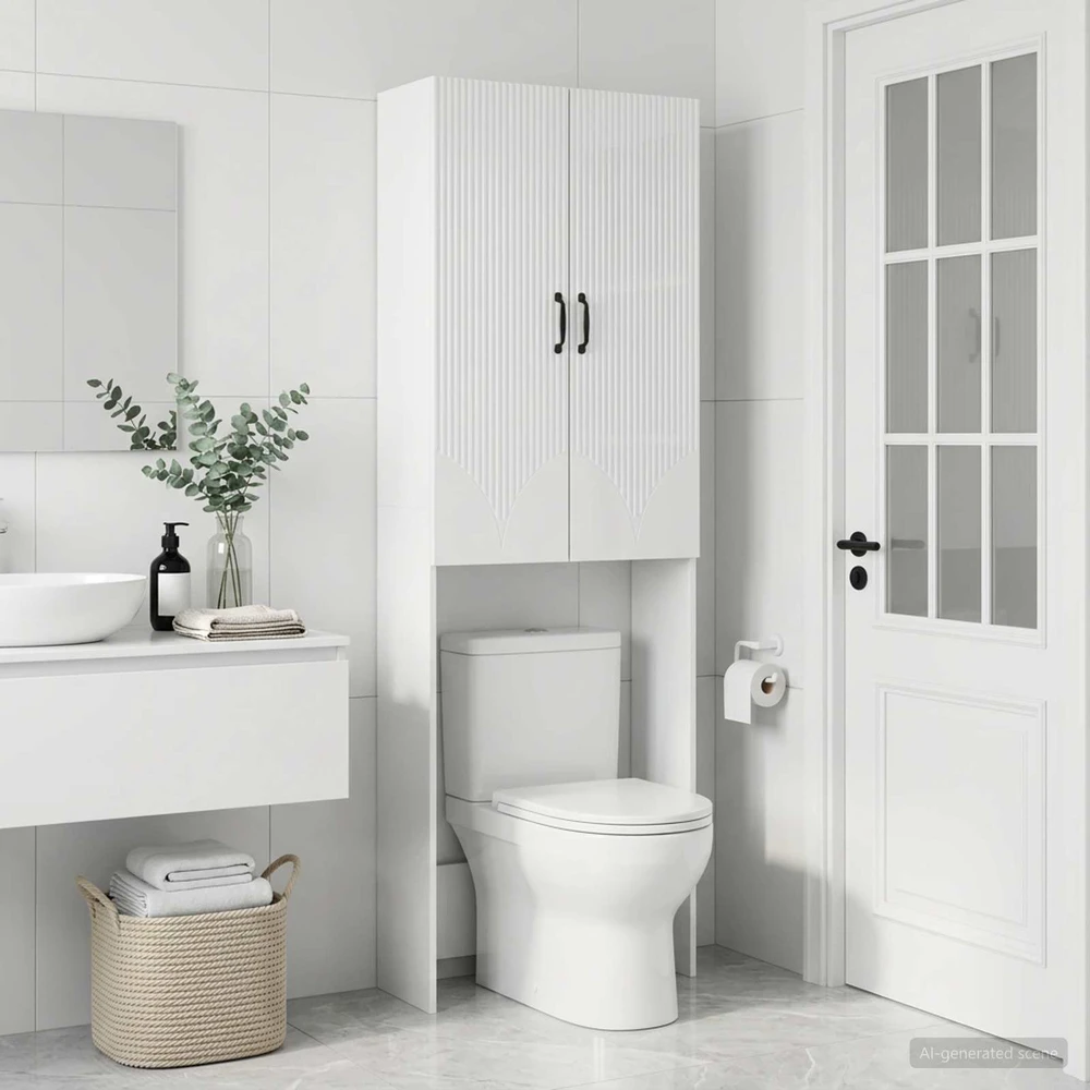 Tualeto spintelė HOORN Itin blizgi balta 66 x 25,5 x 190 cm