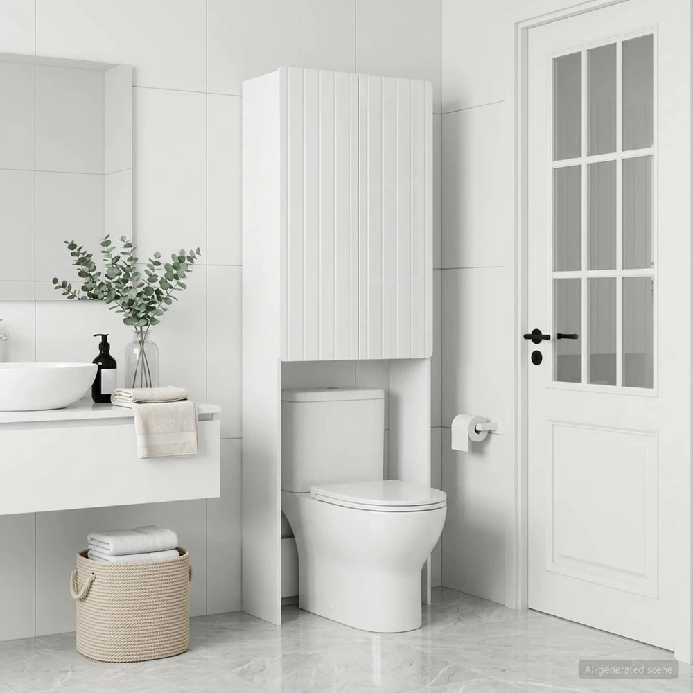 Tualeto spintelė ZWOLLE Itin blizgi balta 66 x 25,5 x 190 cm