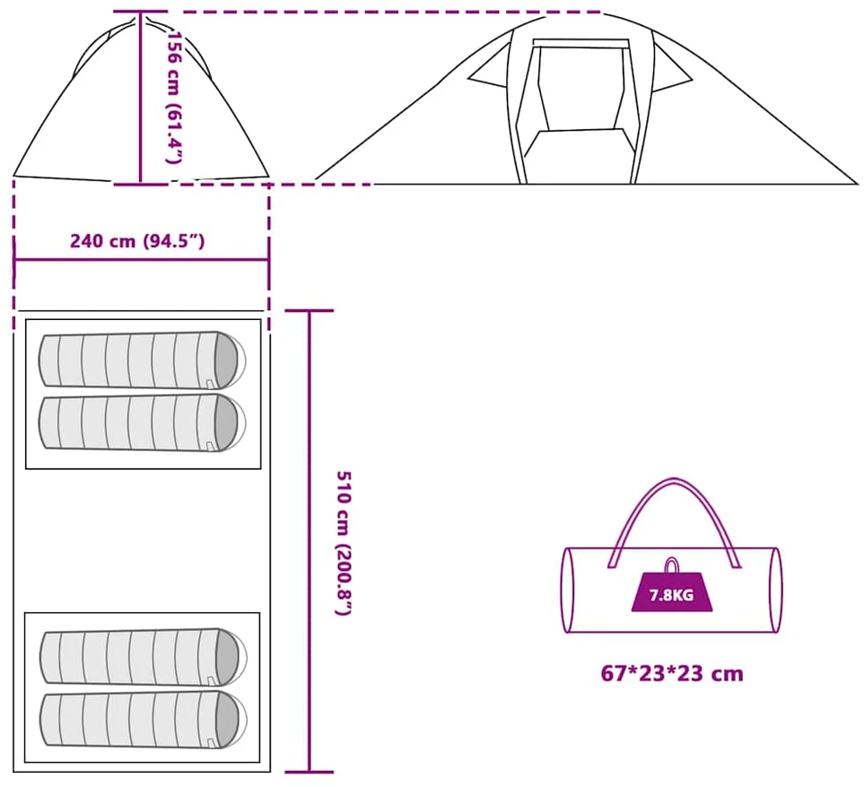 Tunelinė palapinė Pilka ir oranžinė 510 x 240 x 156 cm tafta