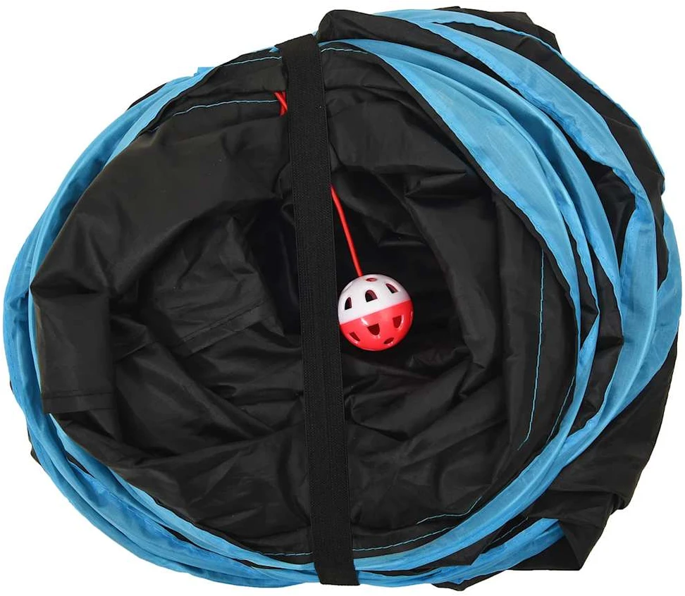 Tunelis katėms, juodas ir mėlynas, 122cm, poliesteris, S formos