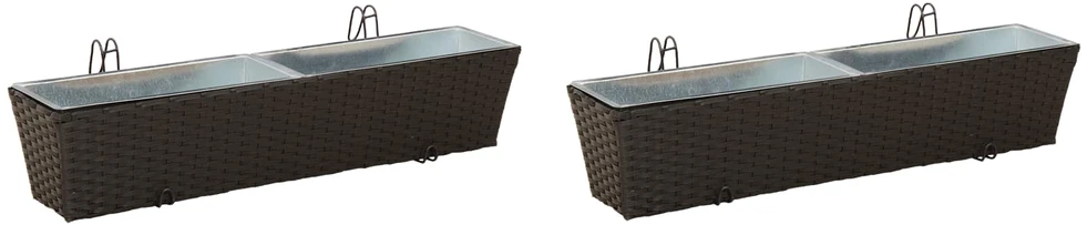 Turėklas 2 vnt. Juoda 80 x 17 x 17 cm Metalas