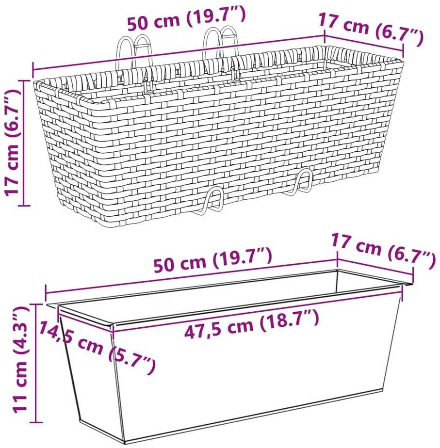 Turėklas 2 vnt. Ruda 50 x 17 x 17 cm Metalas