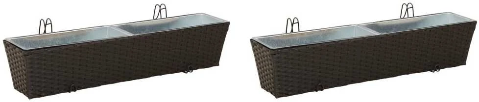Turėklas 2 vnt. Juoda 80 x 17 x 17 cm Metalas
