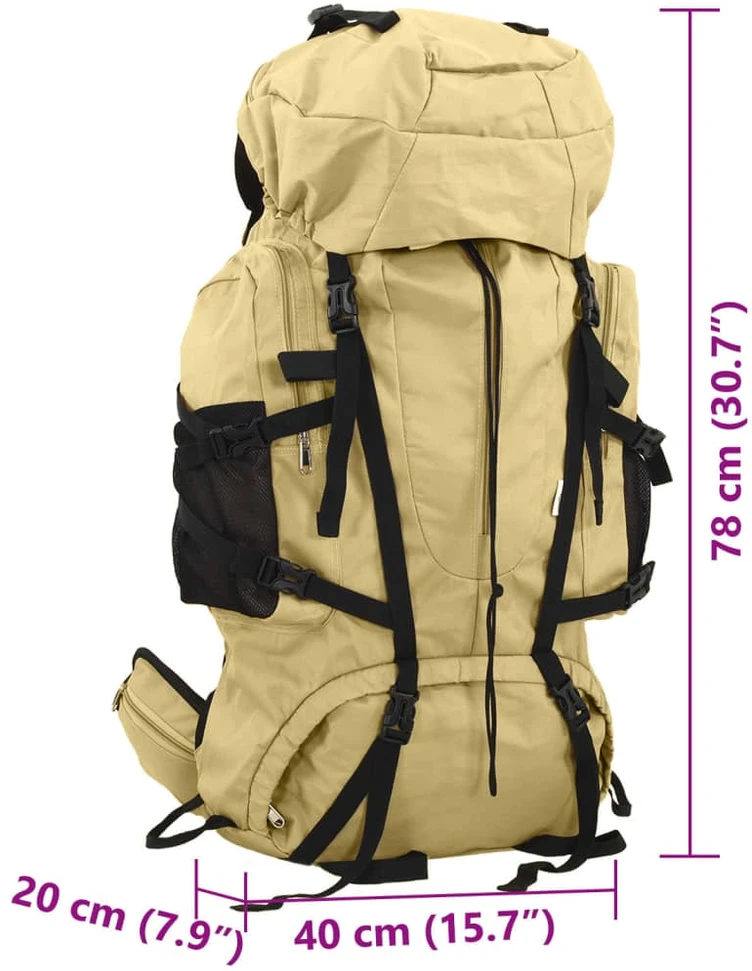 Turistinė kuprinė, chaki, 80L, oksfordo audinys