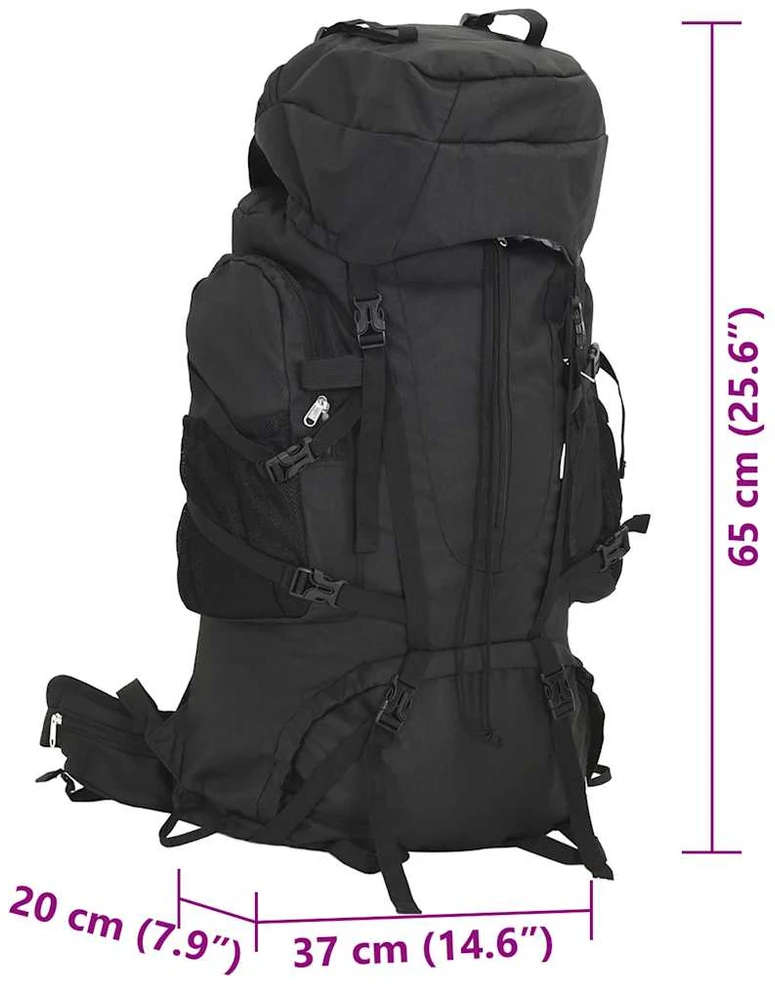 Turistinė kuprinė, juoda, 60L, oksfordo audinys