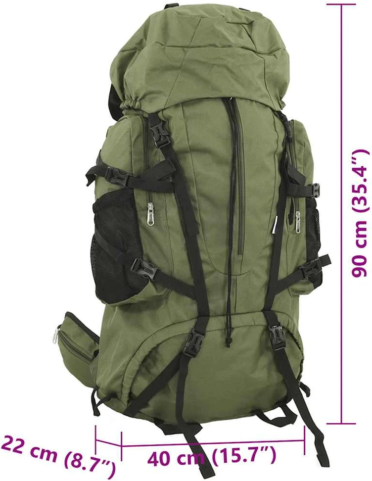 Turistinė kuprinė, uniformnė žalia, 100L, oksfordo audinys