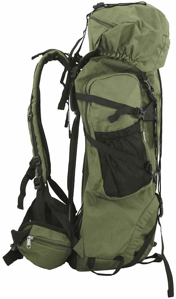 Turistinė kuprinė, uniformnė žalia, 60L, oksfordo audinys