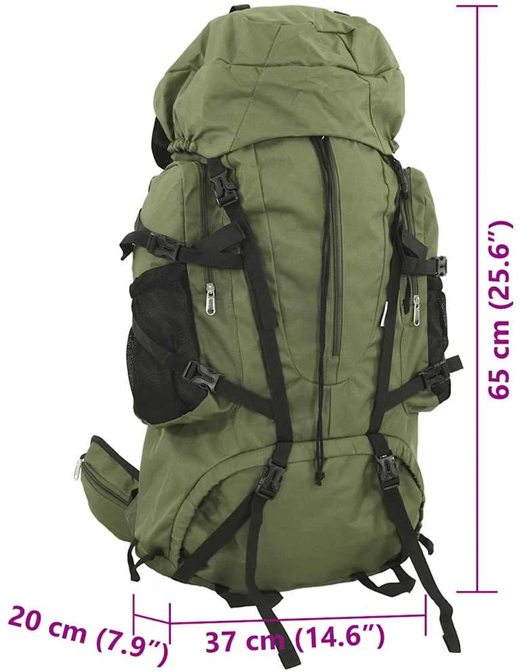 Turistinė kuprinė, uniformnė žalia, 60L, oksfordo audinys