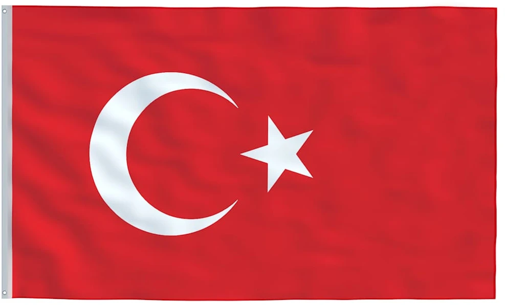 Turkijos vėliava su stiebu, aliuminis, 5,55m
