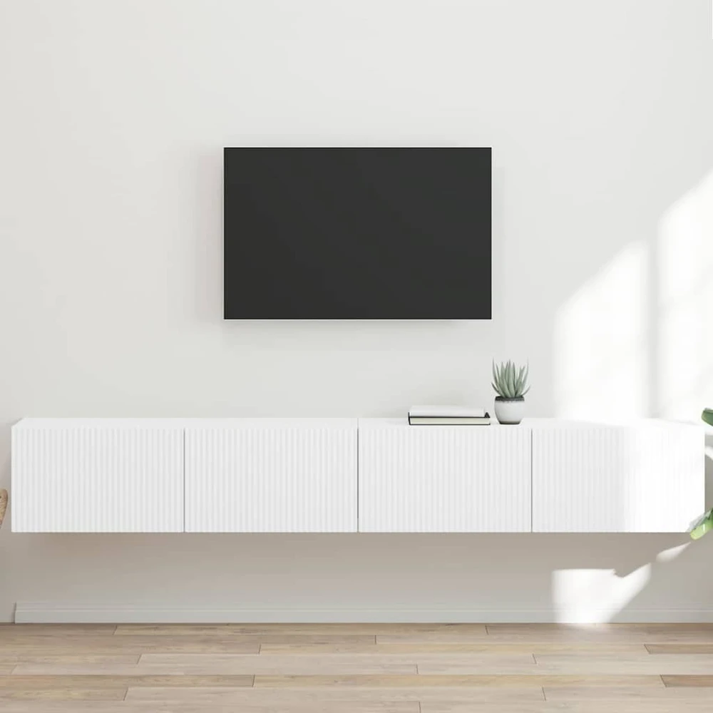 TV staliukas TV sieninė spintelė 2 vnt. Balta Apdirbta mediena