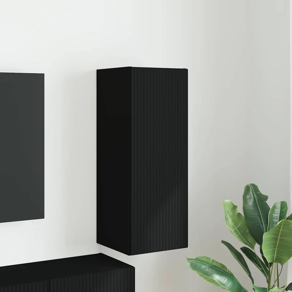 TV staliukas TV sieninė spintelė 30 x 31 x 80 cm Juoda Apdirbta mediena