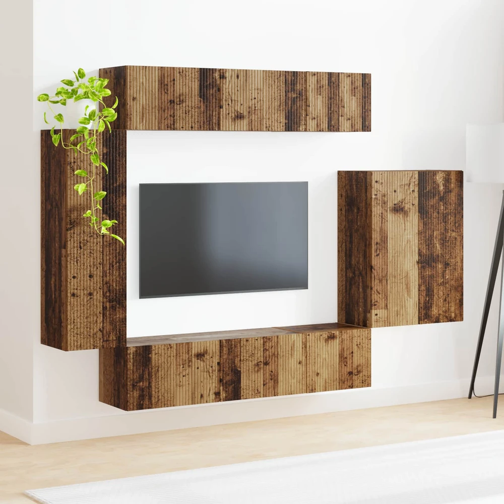 TV staliukas TV sieninio kabineto komplektas 6 vnt. Senovinis medis