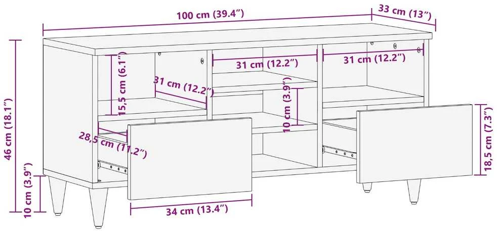 Televizoriaus spintelė Medus ruda 100 x 33 x 46 cm