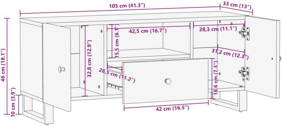 TV staliukas TV spintelė, 105x33,5x46cm, perdirbta/apdirbta mediena