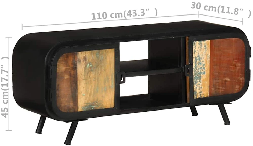TV staliukas TV spintelė, 110x30x45cm, perdirbtos medienos masyvas