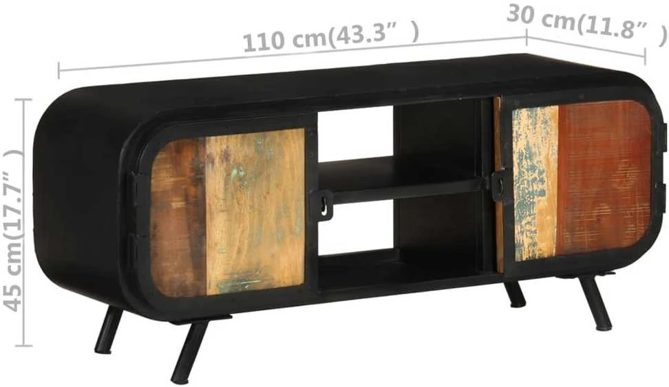 TV staliukas TV spintelė, 110x30x45cm, perdirbtos medienos masyvas