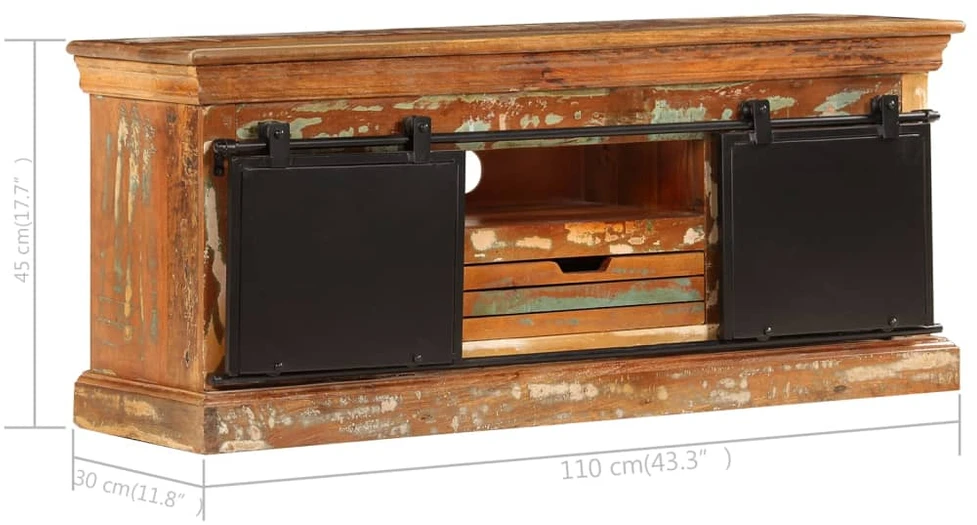 TV staliukas TV spintelė, 110x30x45cm, perdirbtos medienos masyvas