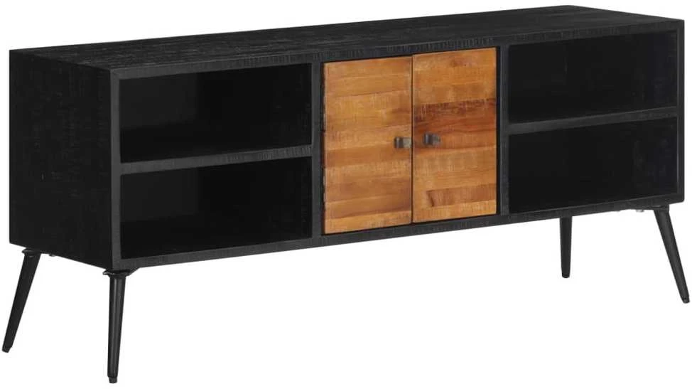 TV staliukas TV spintelė, 112x31x45cm, perdirbtos tikmedžio medienos masyvas
