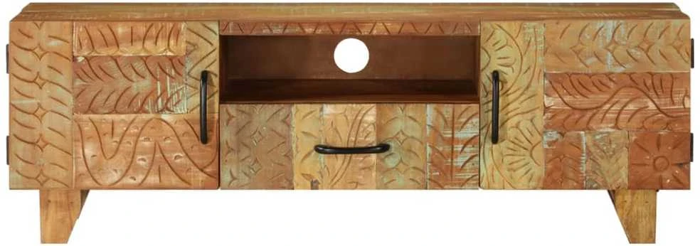 TV staliukas TV spintelė, 120x30x40cm, perdirbt. med. mas., raižyta rankomis