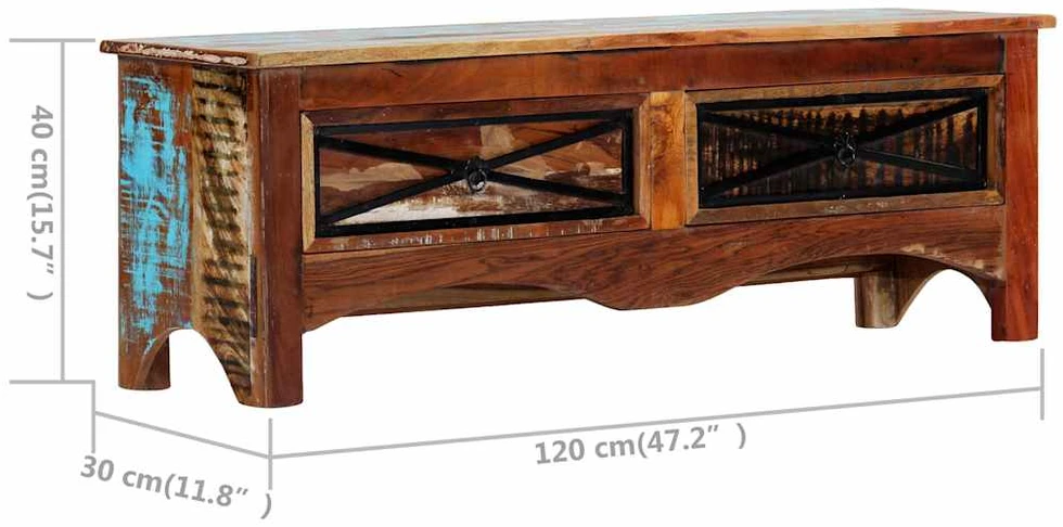 TV staliukas TV spintelė, 120x30x40cm, perdirbtos medienos masyvas