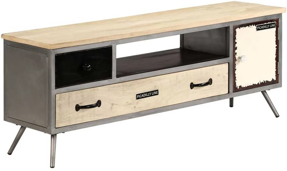 TV staliukas TV spintelė, 120x30x45cm, mango medienos masyvas ir plienas