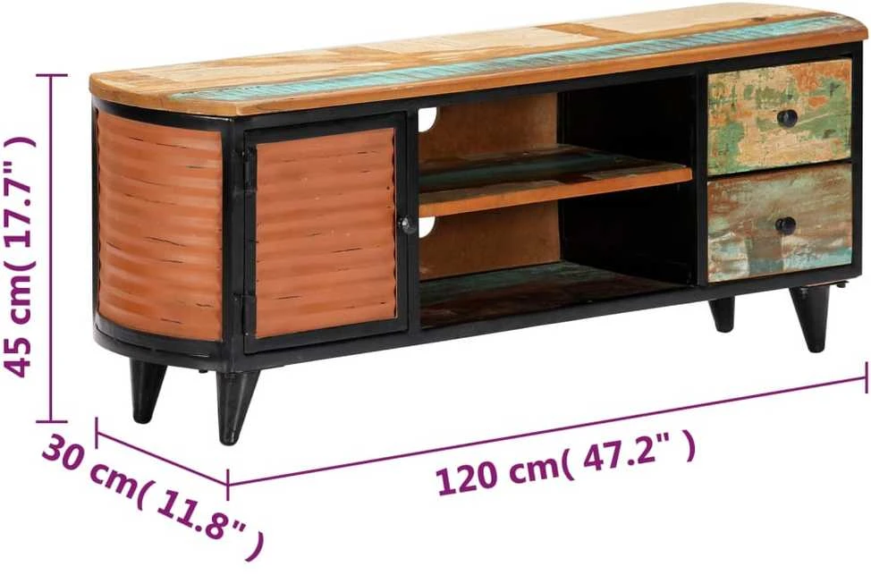TV staliukas TV spintelė, 120x30x45cm, perdirbtos medienos masyvas