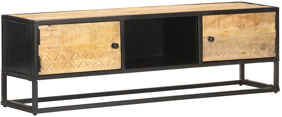 TV staliukas TV spintelė, 130x30x40cm, neapdorotos mango medienos masyvas