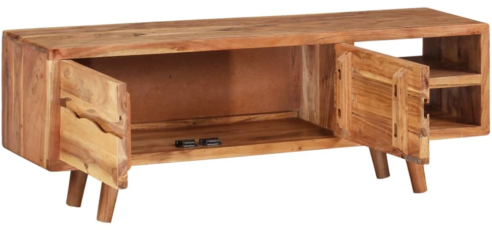 TV staliukas TV spintelė, akac. med. su išdrožin. durel., 117x30x40cm