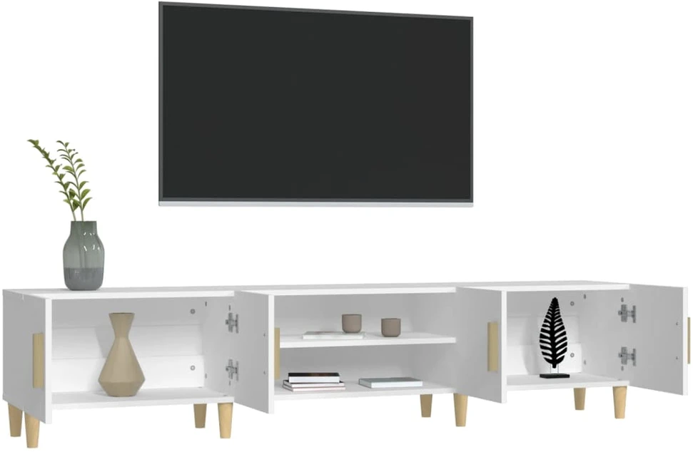 TV staliukas Televizoriaus spintelė, balta, 180x31,5x40cm, apdirbta mediena