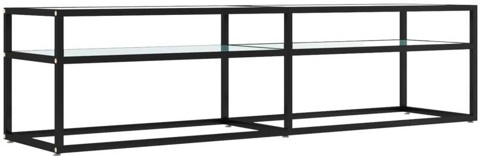 TV staliukas TV spintelė, balta marmuro, 160x40x40,5cm, grūdintas stiklas