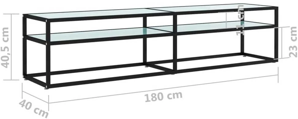 TV staliukas TV spintelė, balta marmuro, 180x40x40,5cm, grūdintas stiklas