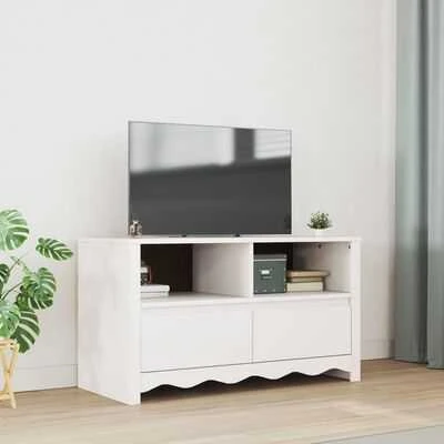 TV staliukas Televizoriaus spintelė su stalčių Drammen Balta 99 x 43 x 55 cm