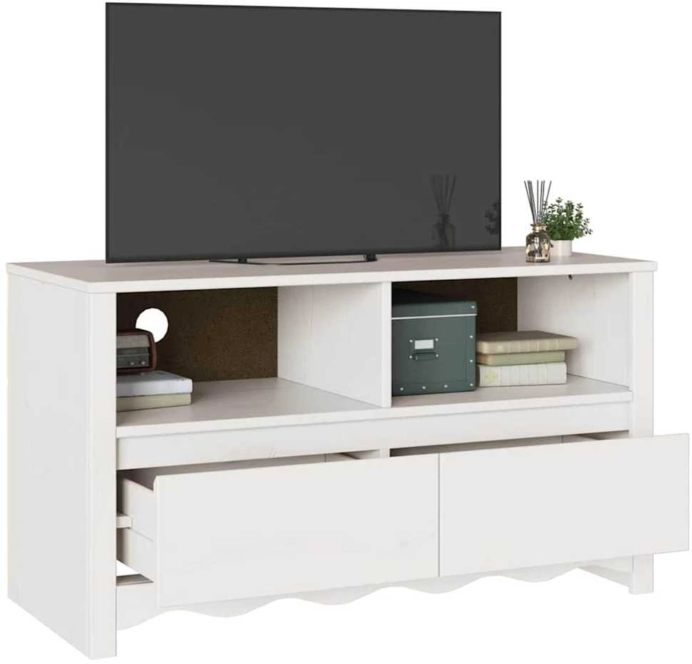 TV staliukas Televizoriaus spintelė su stalčių Drammen Balta 99 x 43 x 55 cm