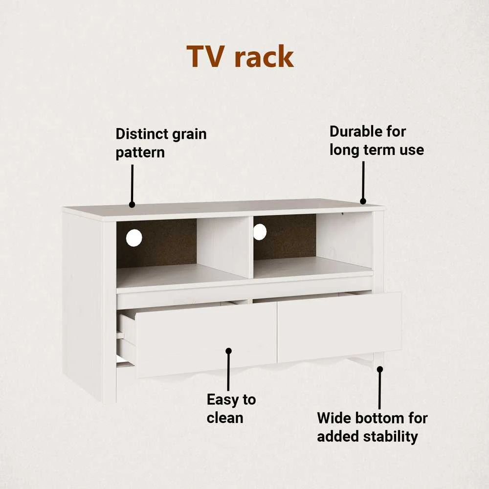 TV staliukas Televizoriaus spintelė su stalčių Drammen Balta 99 x 43 x 55 cm