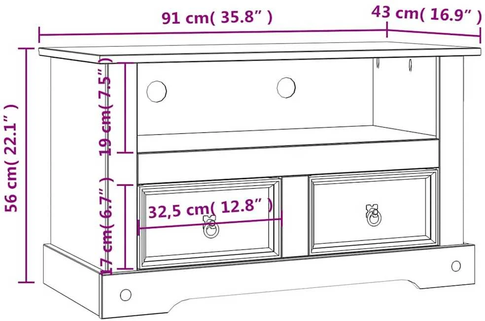 TV staliukas TV spintelė, meksikinė pušis, Corona stilius, 91x43x56 cm