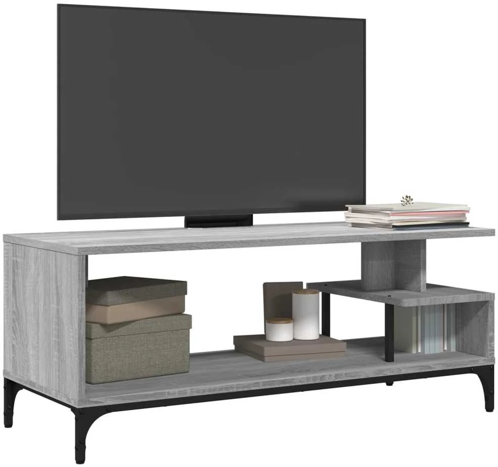 TV staliukas TV spintelė, pilka, 102x40x41cm, apdirbta mediena ir plienas