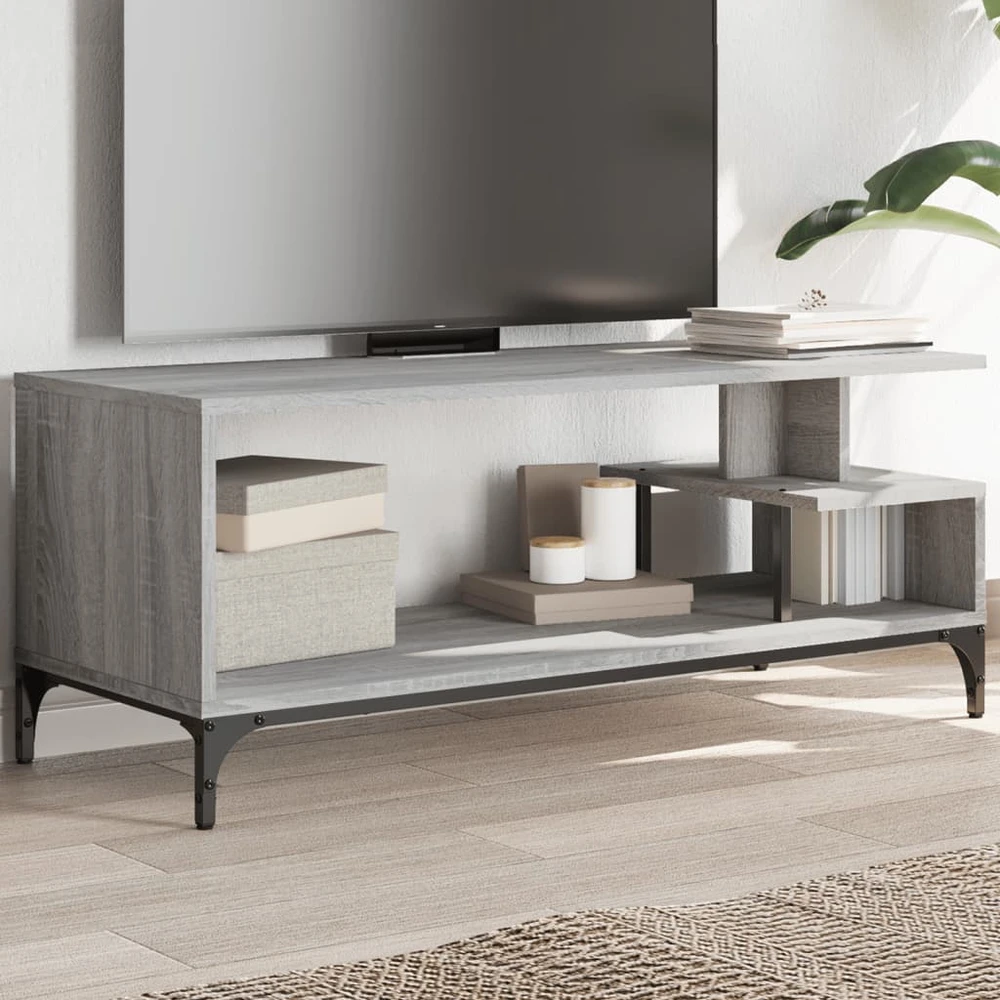 TV staliukas TV spintelė, pilka, 102x40x41cm, apdirbta mediena ir plienas