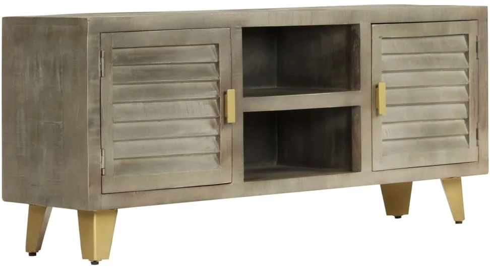 TV staliukas TV spintelė, pilka, 110x30x48cm, mango mediena ir žalvaris