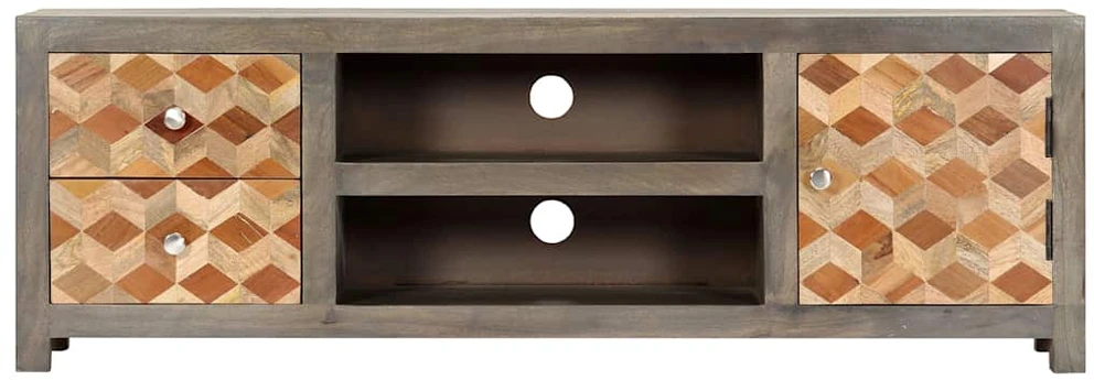 TV staliukas TV spintelė, pilka, 120x30x40cm, mango medienos masyvas