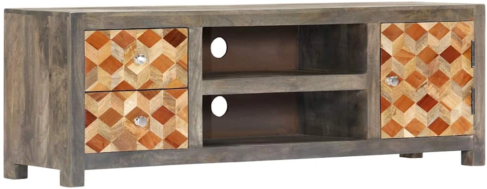 TV staliukas TV spintelė, pilka, 120x30x40cm, mango medienos masyvas
