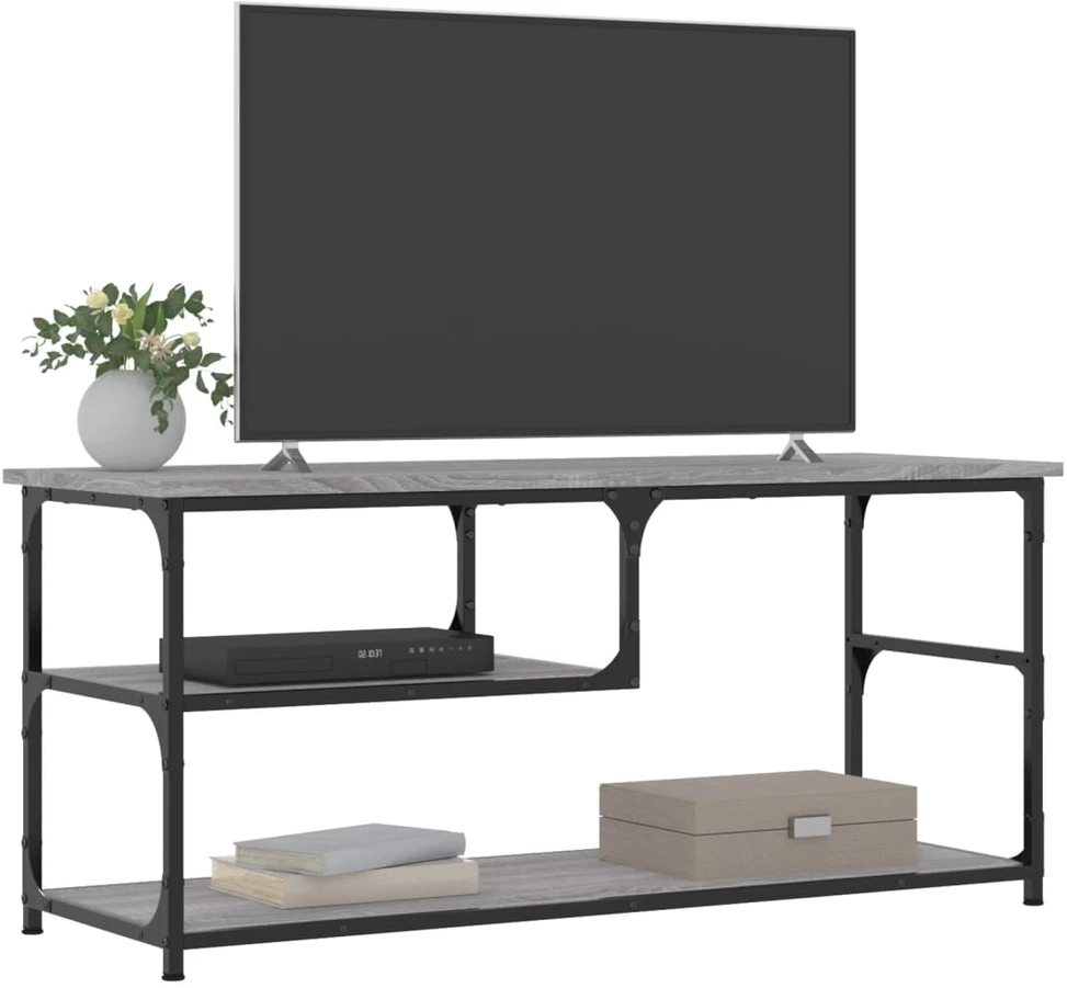 TV staliukas TV spintelė, pilka ąžuolo, 103x38x46,5cm, mediena/plienas
