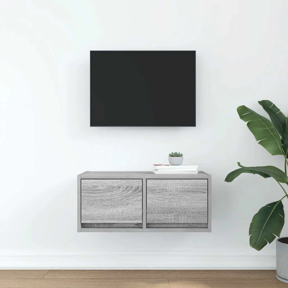 TV staliukas TV spintelė, pilka ąžuolo, 60x31x25,5 cm, apdirbta mediena