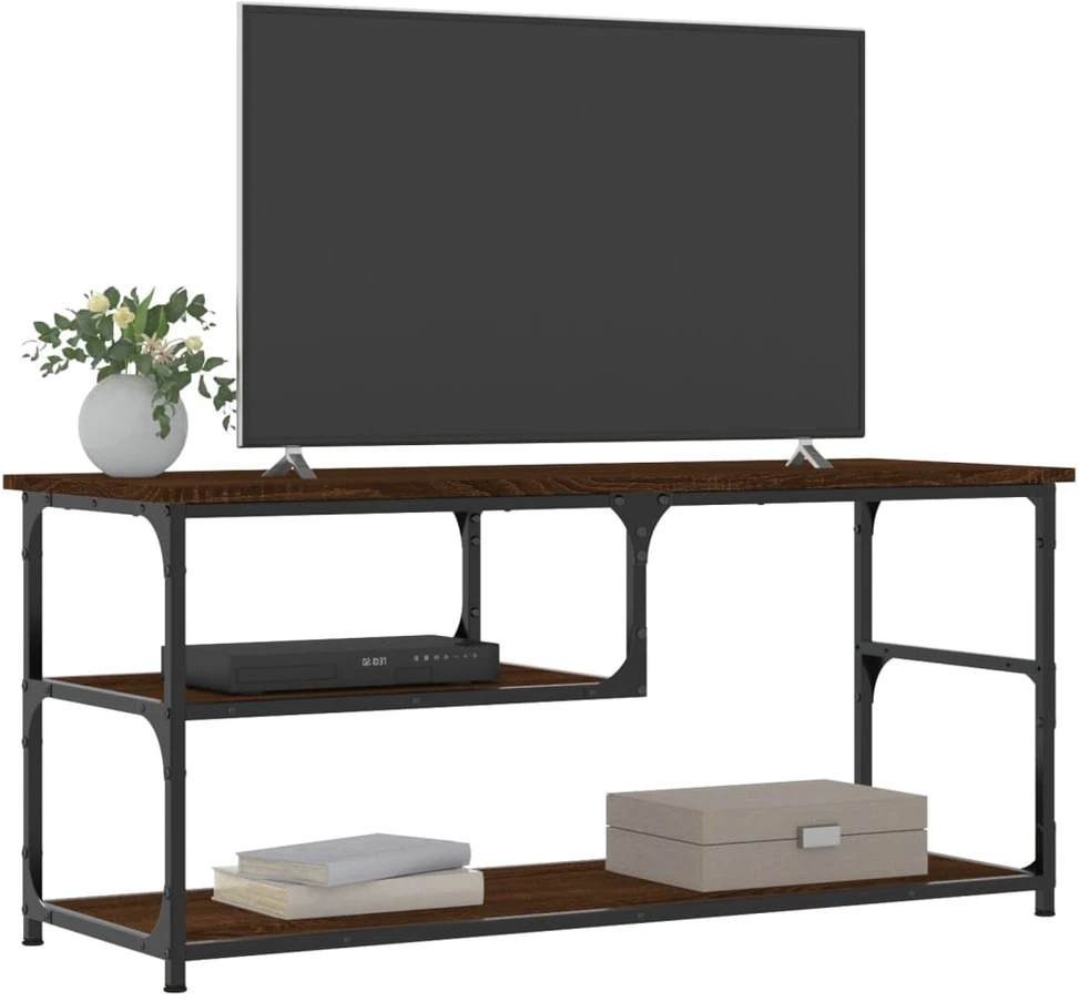 TV staliukas TV spintelė, ruda ąžuolo, 103x38x46,5cm, mediena/plienas